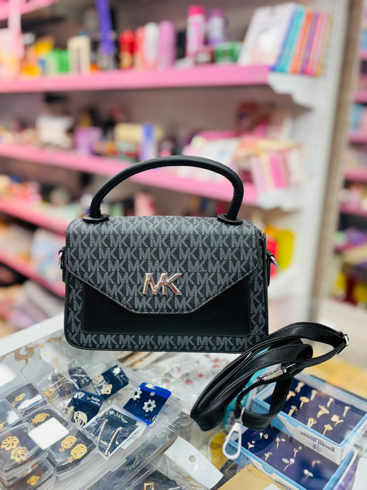 MK Classic Top Handle Sling Bag – Elegant Black & Grey