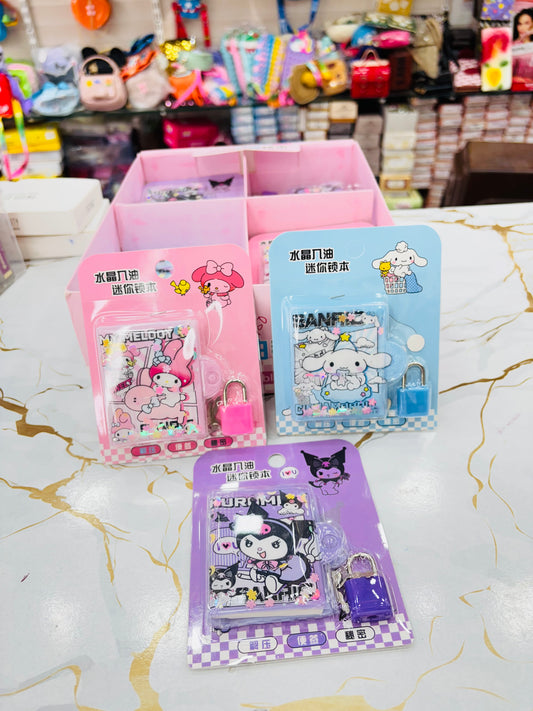Kawaii Mini Lock Diary Set – My Melody, Cinnamoroll & Kuromi Designs ( Pack of 2 )