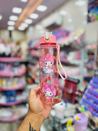Cute Water Sipper Bottle with Flip Lid and Strap – 3 Colors